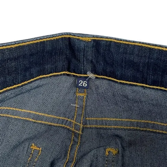 Carmar Shorts Womens Sz 26 Dark Denim Bermuda Stretch Mid Cut Raw Hem $219 Nwt