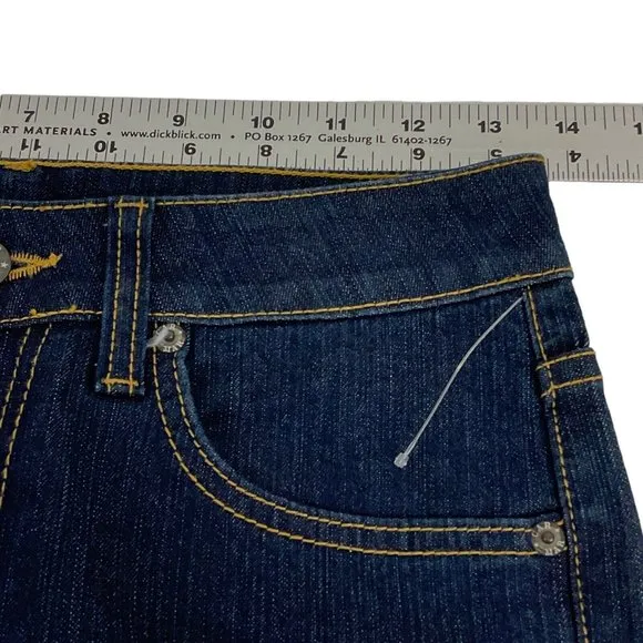 Carmar Shorts Womens Sz 26 Dark Denim Bermuda Stretch Mid Cut Raw Hem $219 Nwt