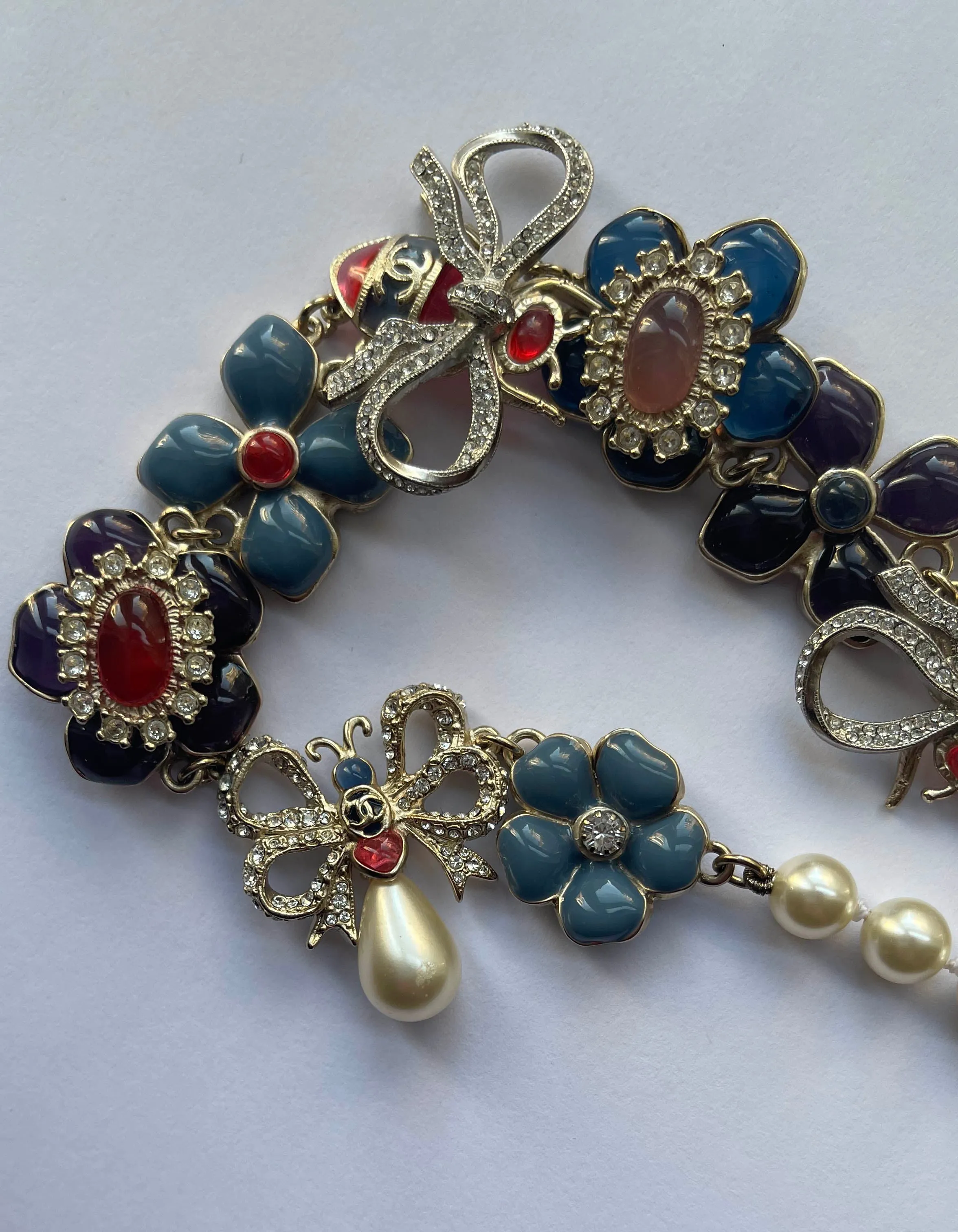 Chanel Bee, Bow & Flower Enamel & Crystal Choker Necklace