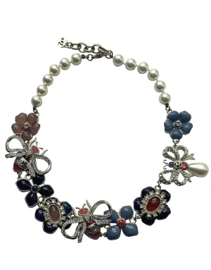 Chanel Bee, Bow & Flower Enamel & Crystal Choker Necklace