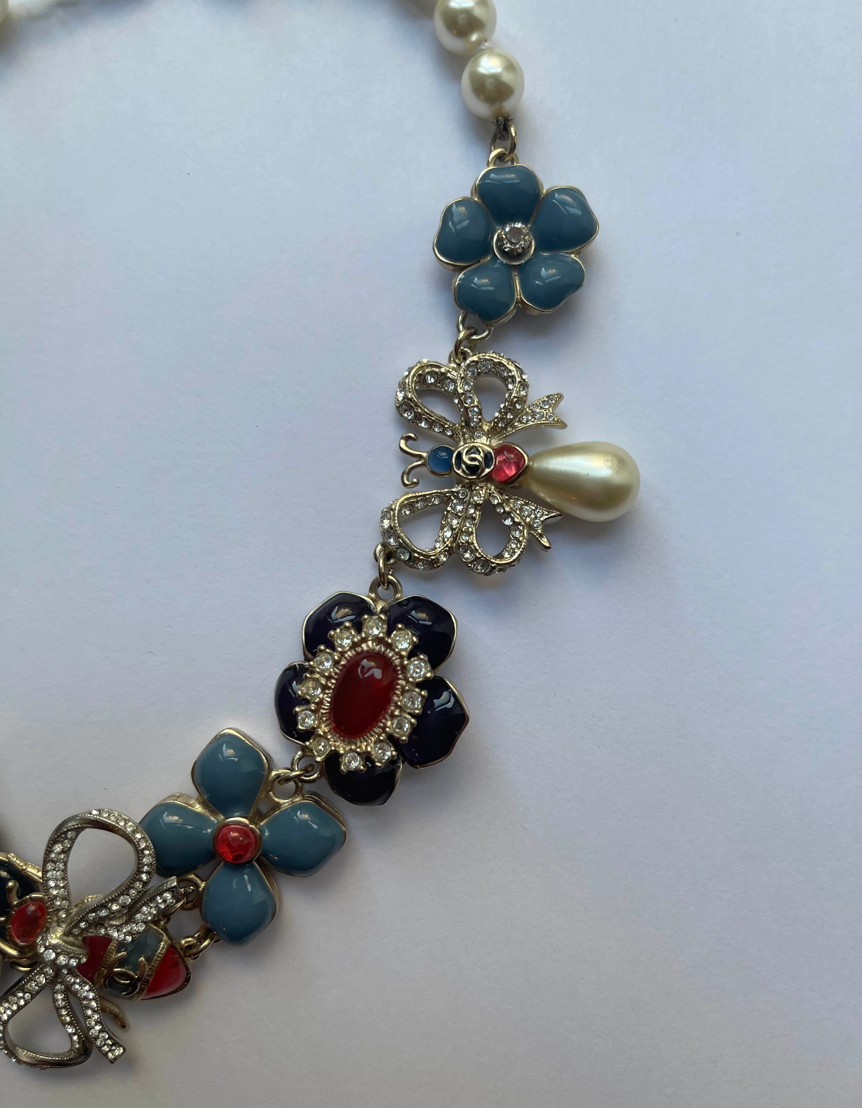 Chanel Bee, Bow & Flower Enamel & Crystal Choker Necklace