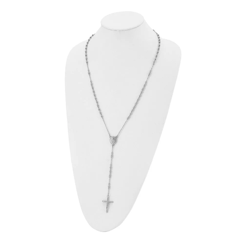 Chisel Stainless Steel Polished 4mm Beaded 25 inch Rosary Necklace