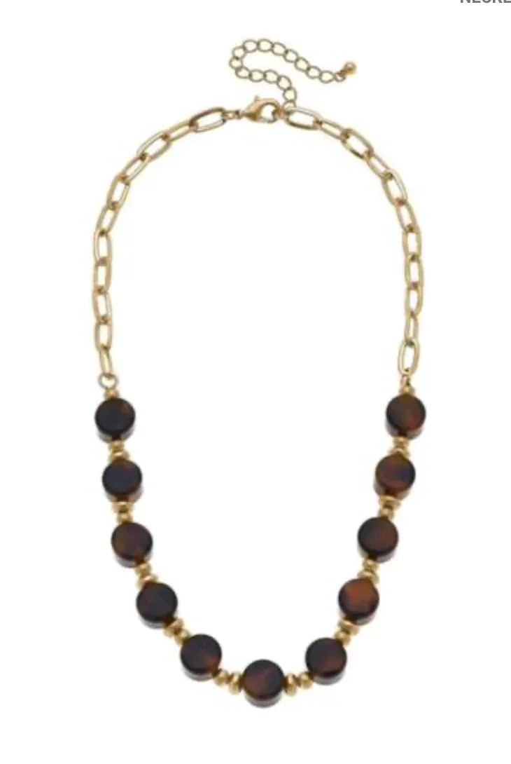 Collins Resin Beaded & Chain Link Necklace - Tortoise
