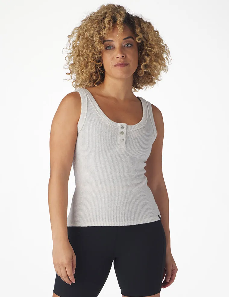 Comfort Henley Tank: Oatmeal Heather