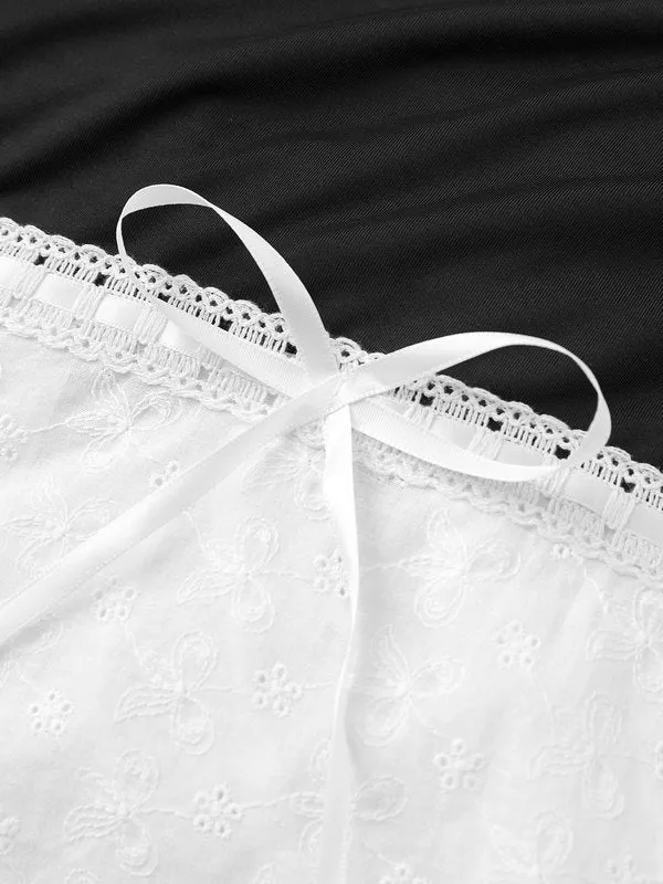 Coquette Kontrast Bandeau Crop Top mit Spitze