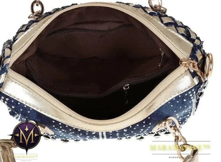 Cowgirl Canvas Square Portable Diamond-studded Woven One-shoulder Messenger Bag