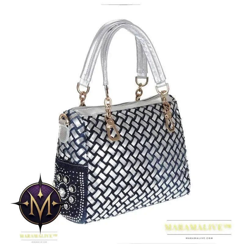 Cowgirl Canvas Square Portable Diamond-studded Woven One-shoulder Messenger Bag