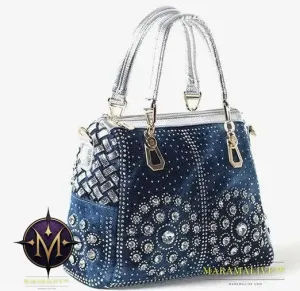 Cowgirl Canvas Square Portable Diamond-studded Woven One-shoulder Messenger Bag