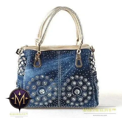 Cowgirl Canvas Square Portable Diamond-studded Woven One-shoulder Messenger Bag