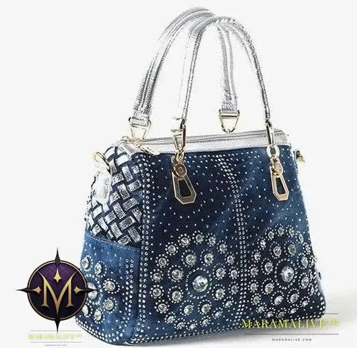 Cowgirl Canvas Square Portable Diamond-studded Woven One-shoulder Messenger Bag