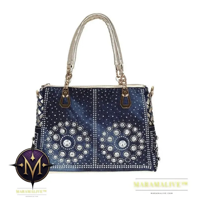 Cowgirl Canvas Square Portable Diamond-studded Woven One-shoulder Messenger Bag