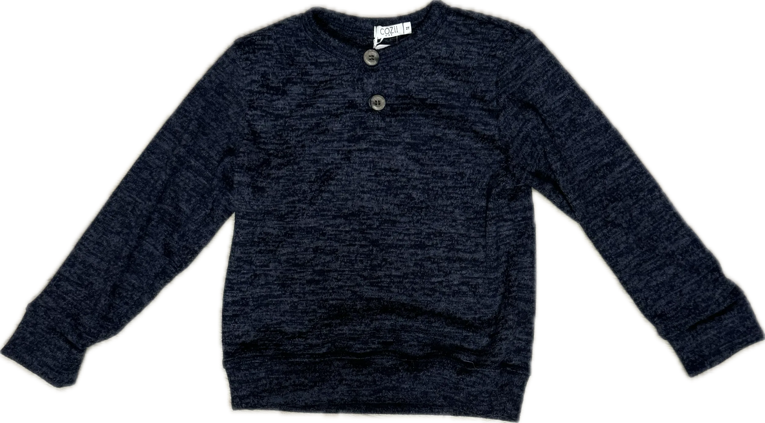 Cozii- L/S HENLEY SWEATSHIRT (NAVY)