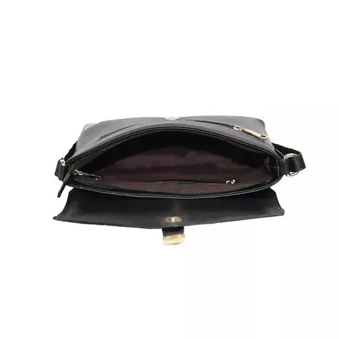 Croc-Texture PU Leather Sling Bag – Chic & Stylish Shoulder Bag (Black)