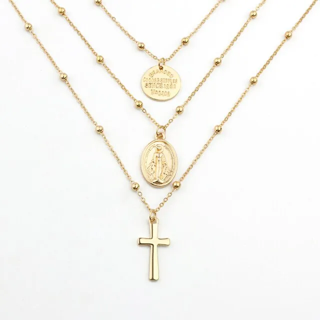 Cross Virgin Mary  Necklace