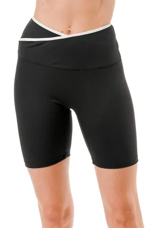 Crossover Waist Colorblock Bike Shorts