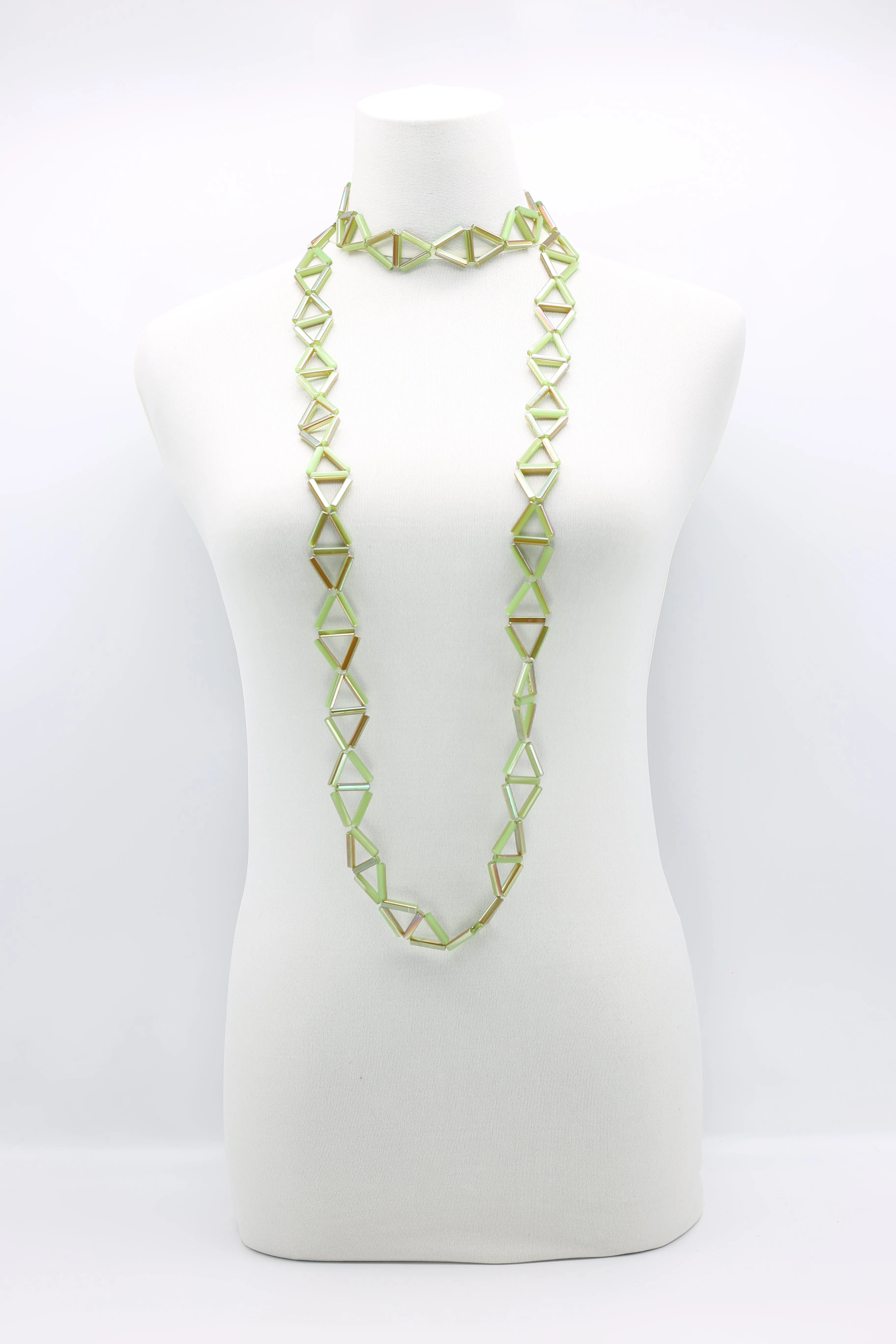 Crystal Tube Triangular Lariat Necklaces