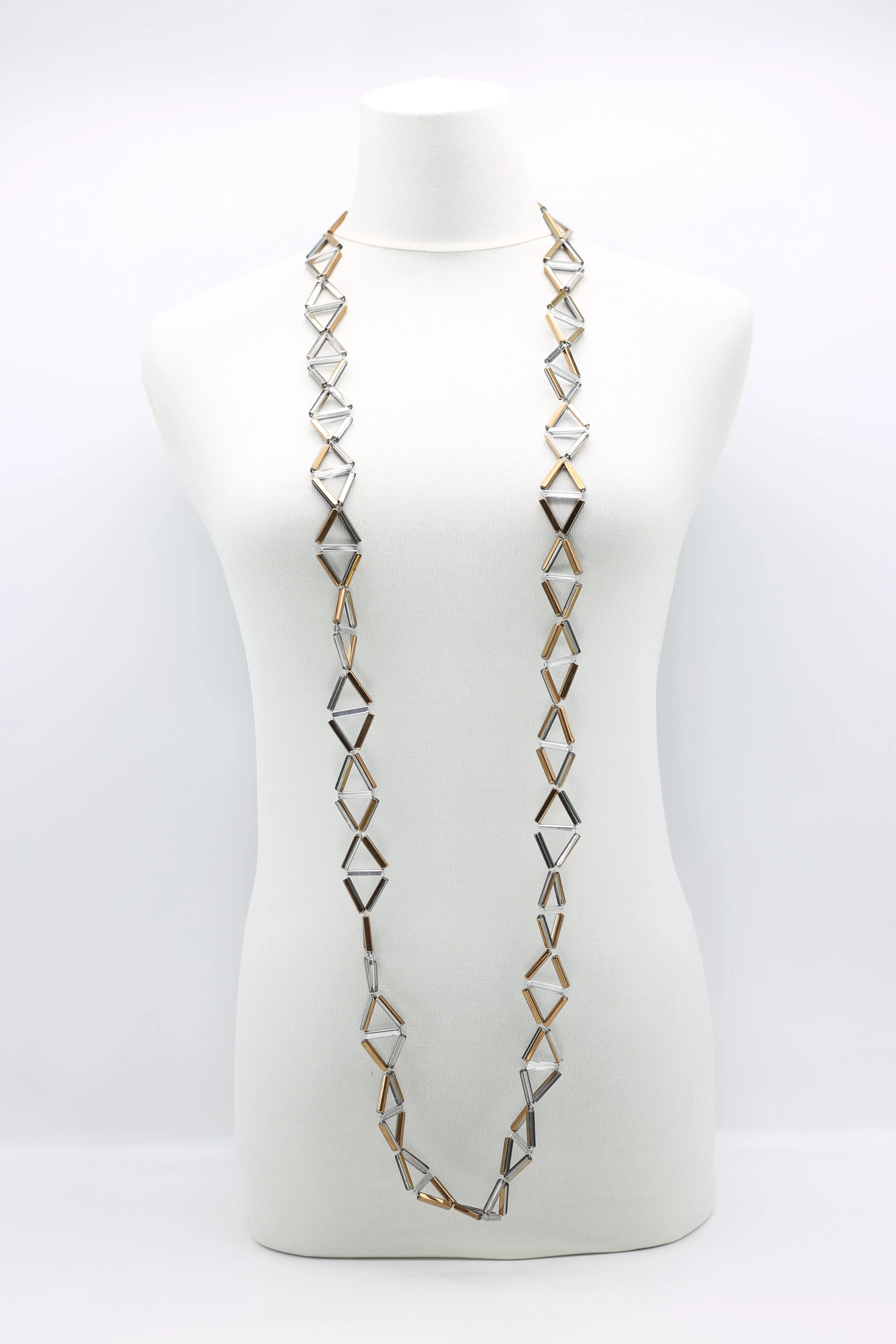 Crystal Tube Triangular Lariat Necklaces