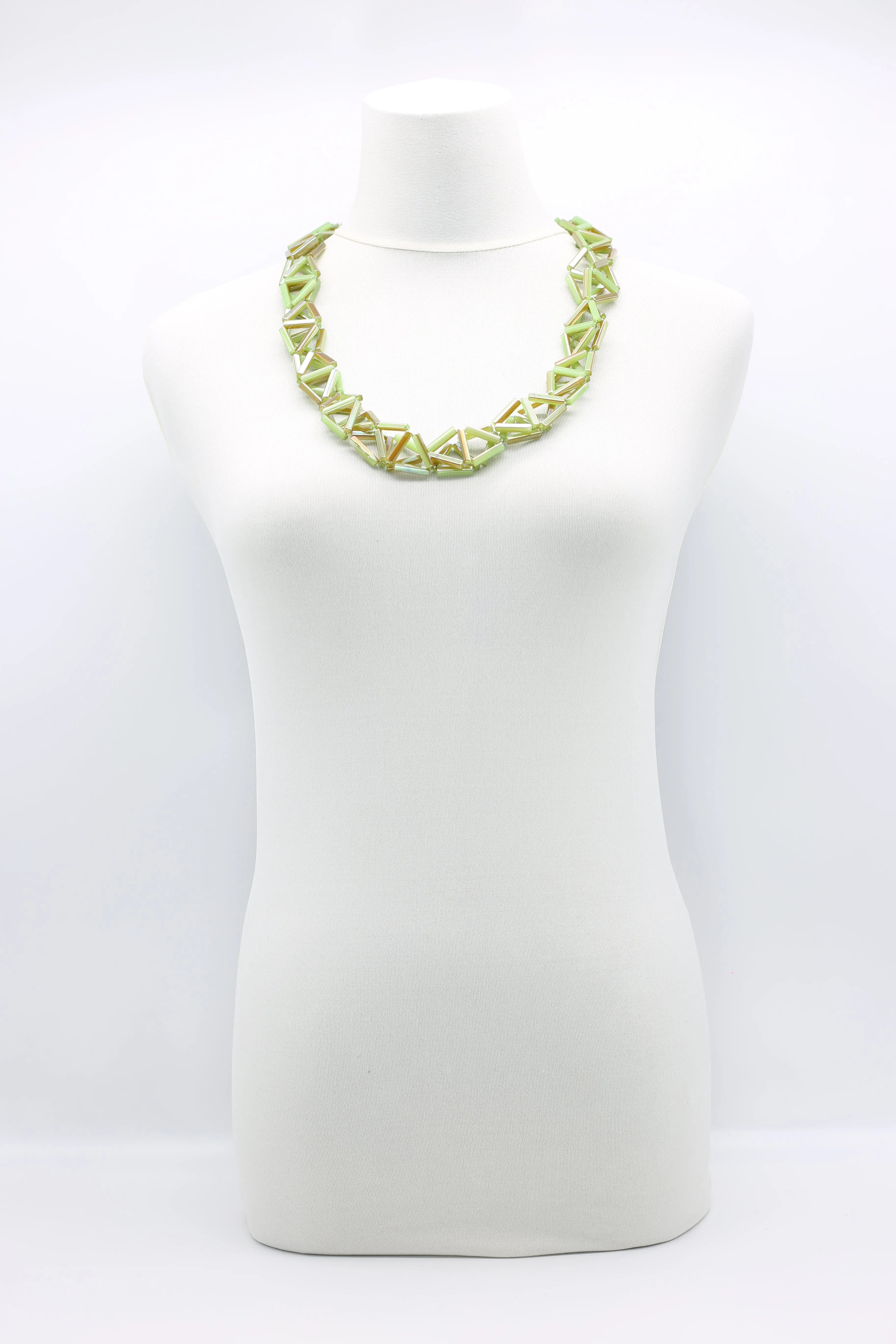 Crystal Tube Triangular Lariat Necklaces