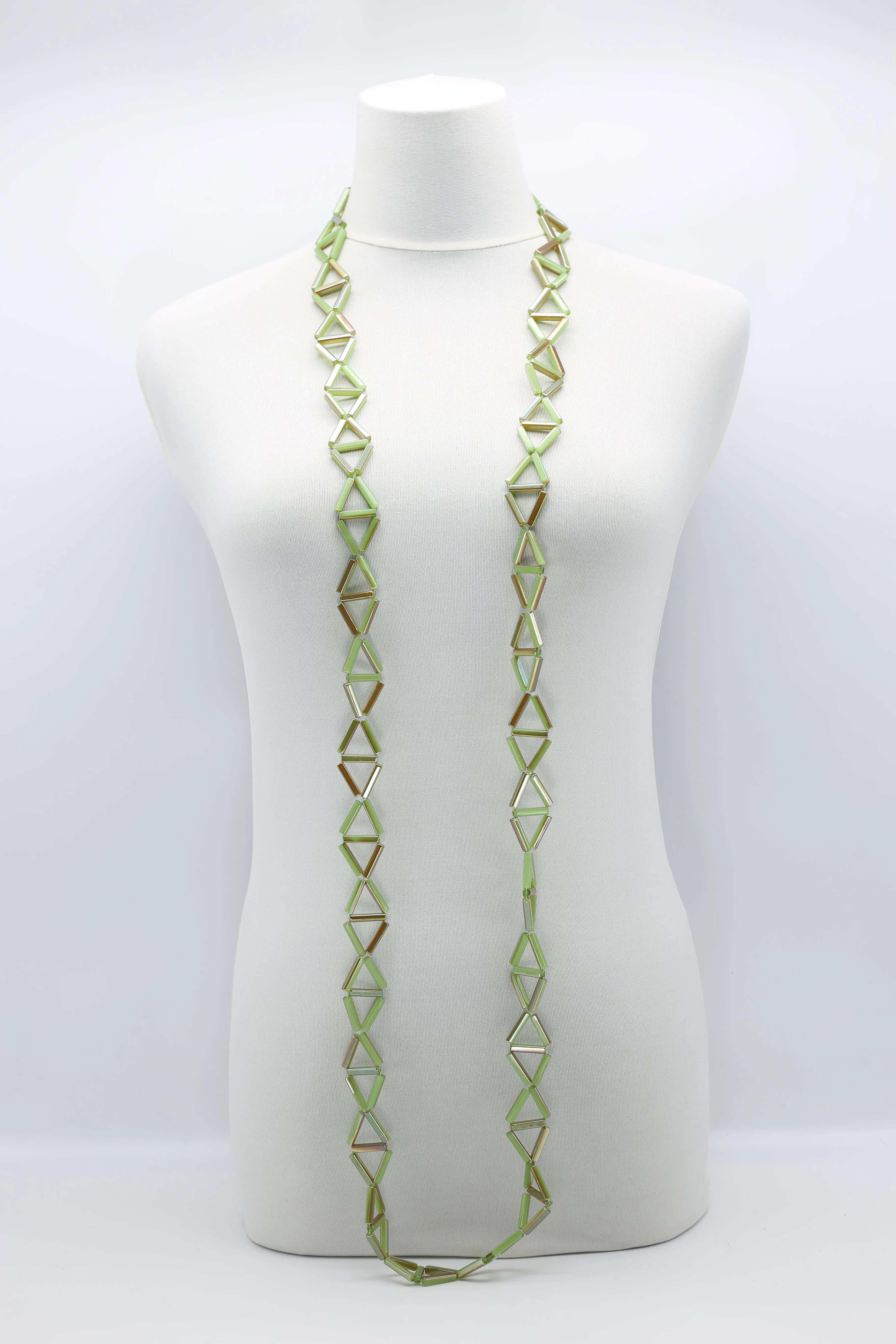 Crystal Tube Triangular Lariat Necklaces