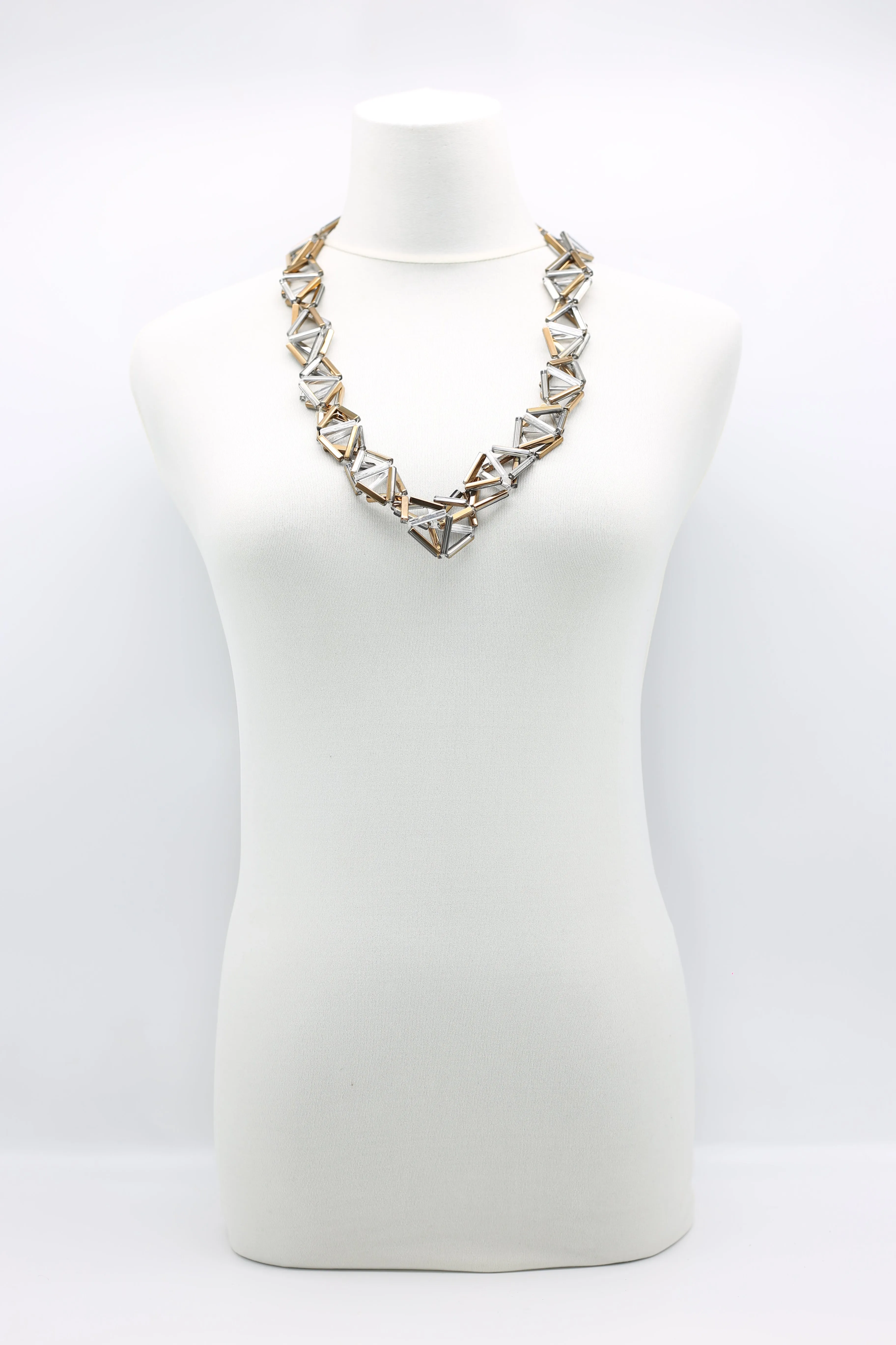 Crystal Tube Triangular Lariat Necklaces