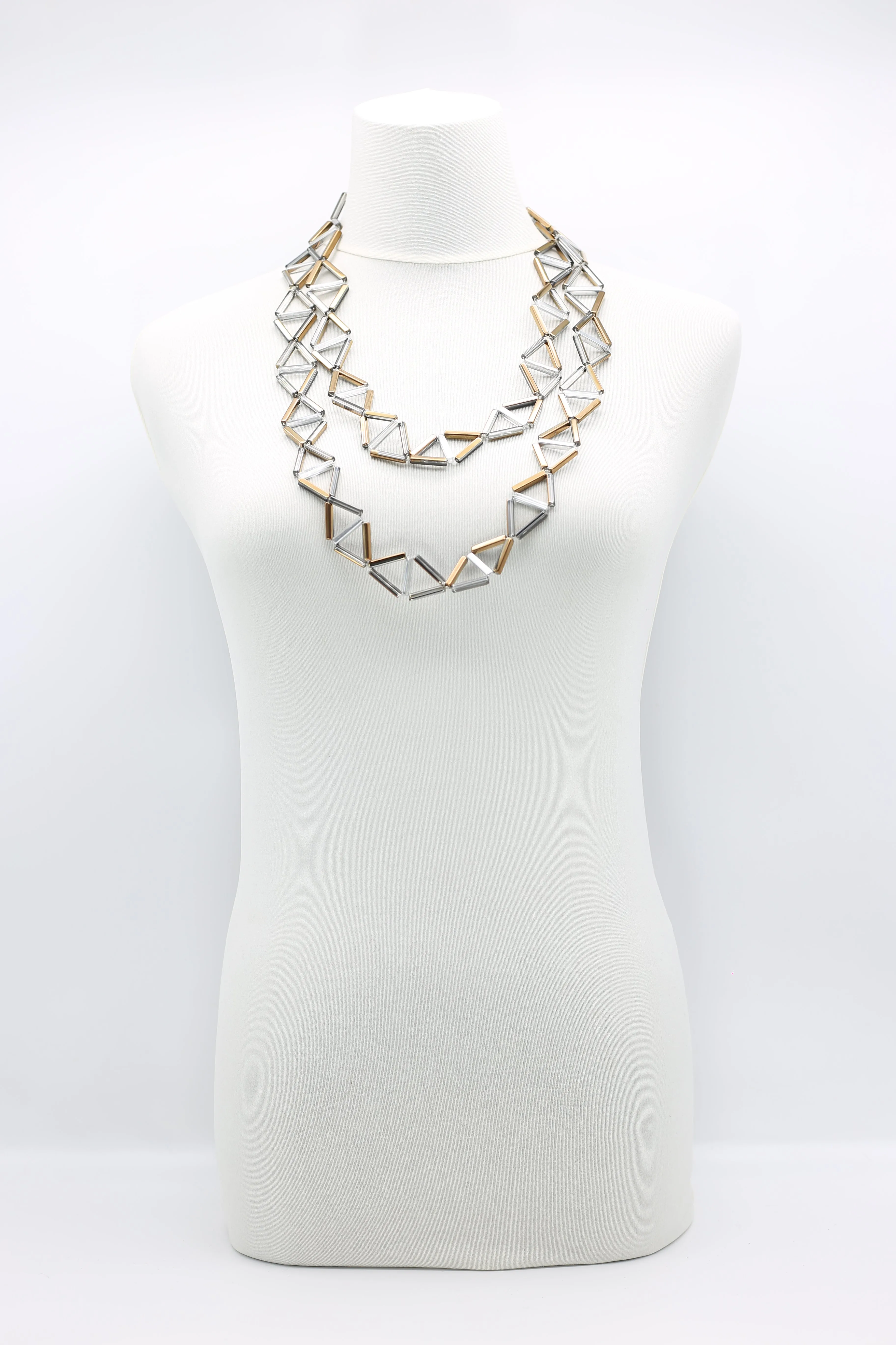 Crystal Tube Triangular Lariat Necklaces