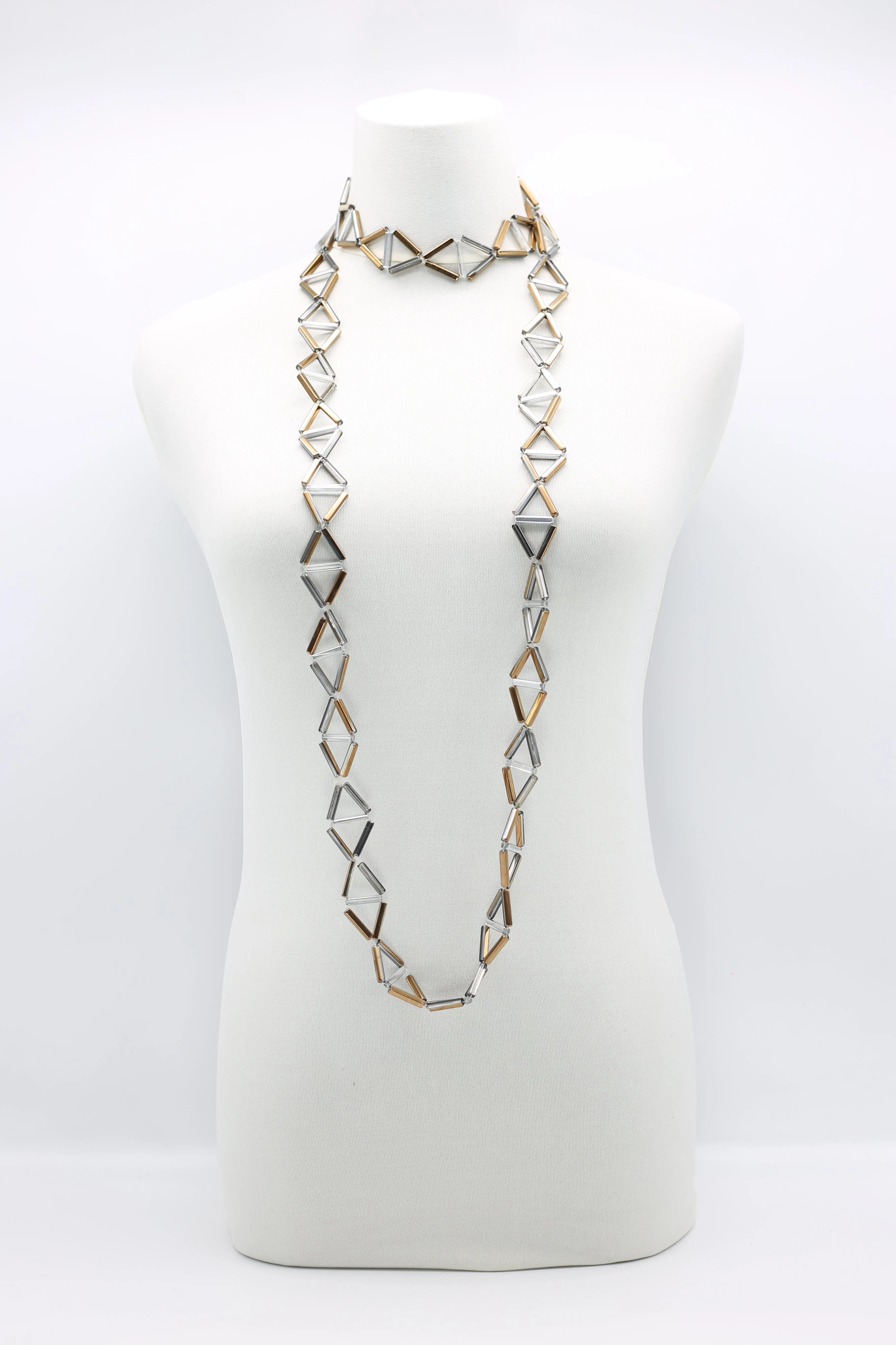 Crystal Tube Triangular Lariat Necklaces