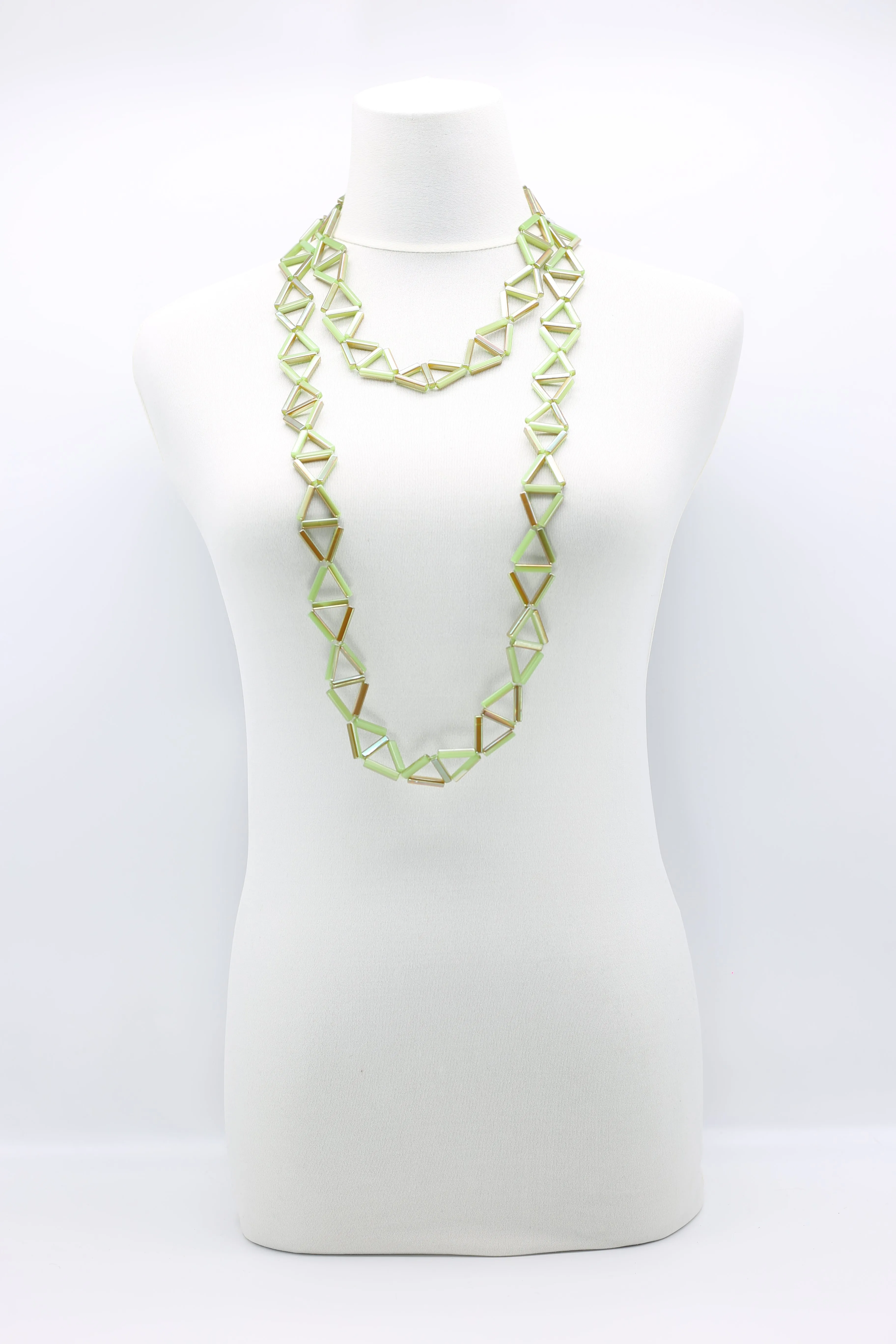 Crystal Tube Triangular Lariat Necklaces
