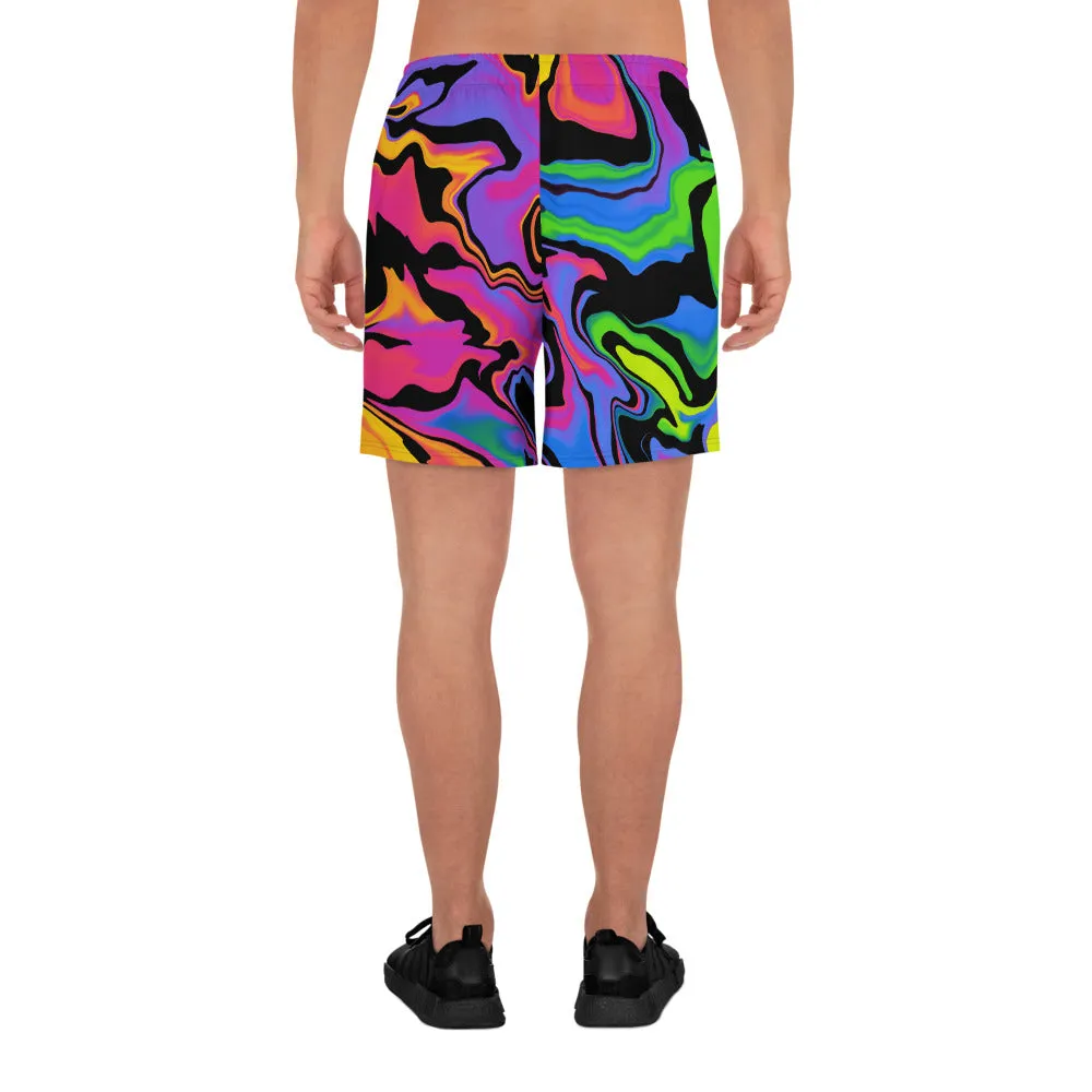 Dark Rainbow Swirl Men's Athletic Shorts
