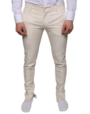 Dolce & Gabbana Off White Chino Wool Skinny Pants