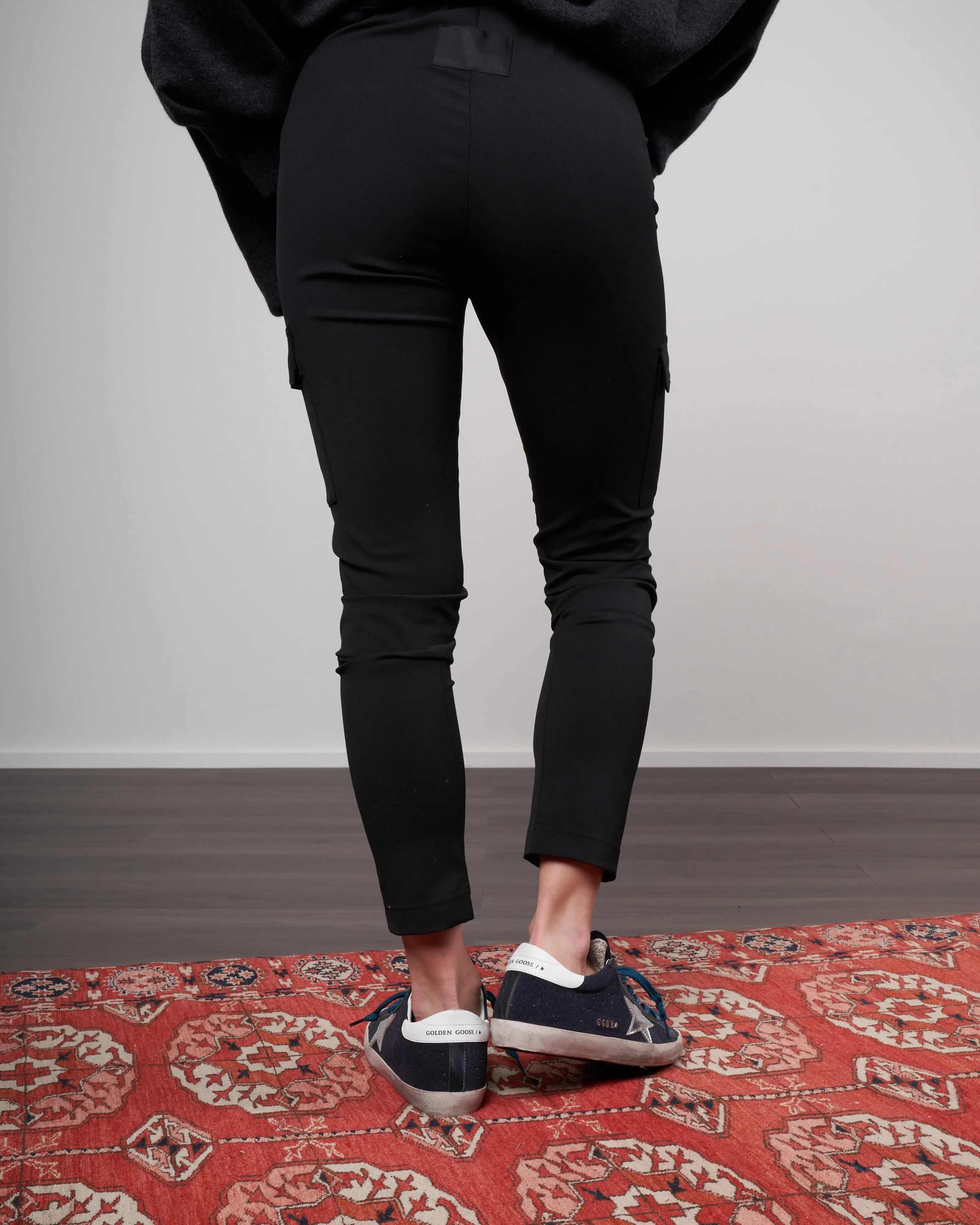 drawstring cargo leggings - 99 black