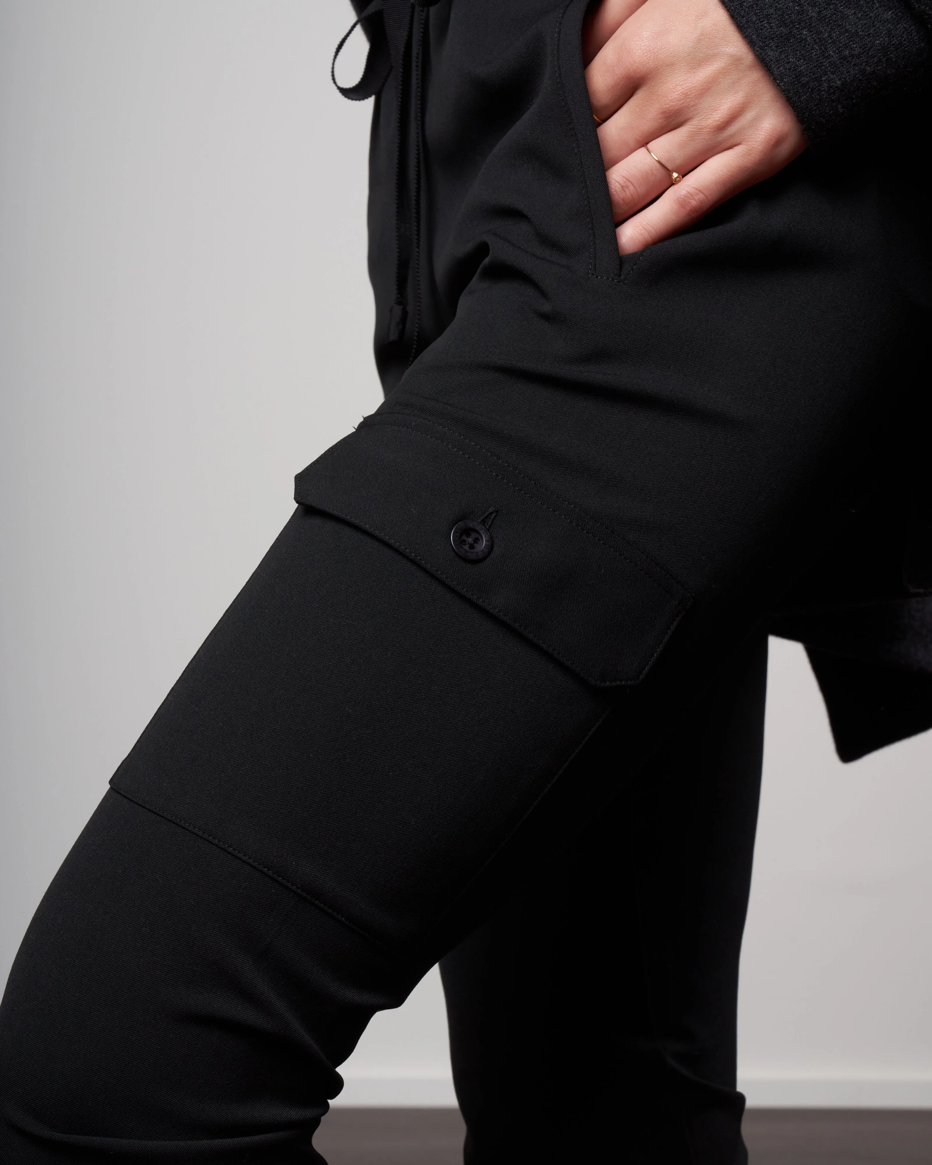 drawstring cargo leggings - 99 black
