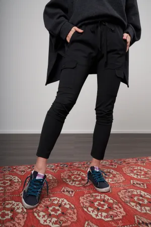 drawstring cargo leggings - 99 black