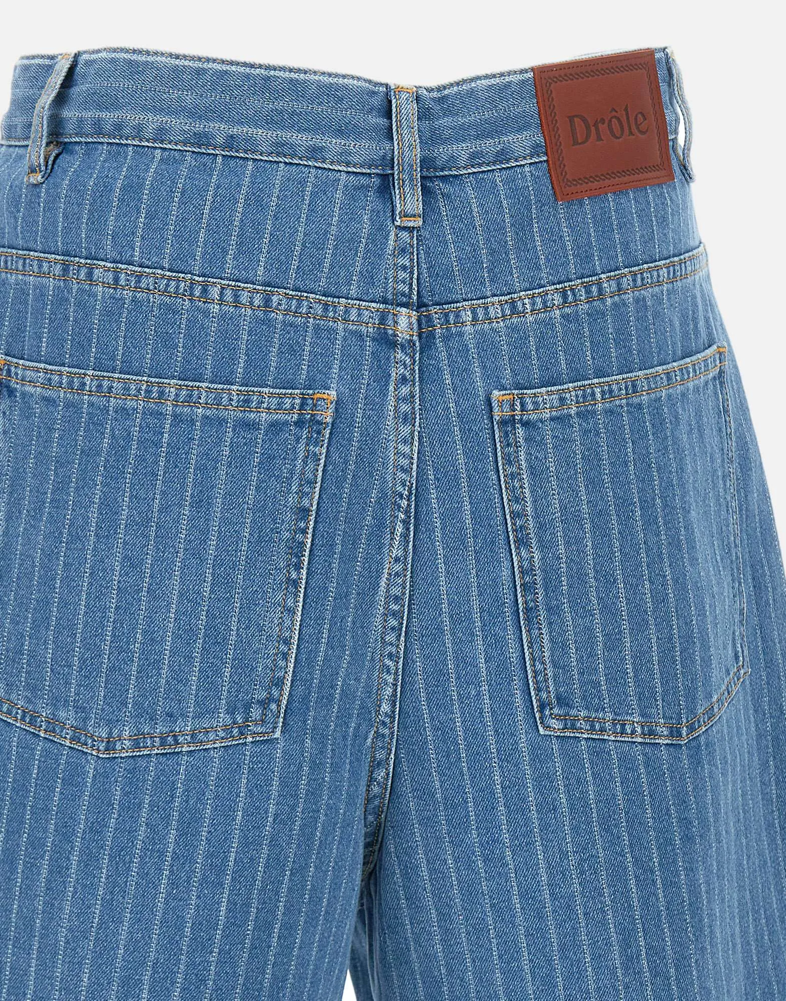 Drole de monsieur ljusblå randig baggy shorts