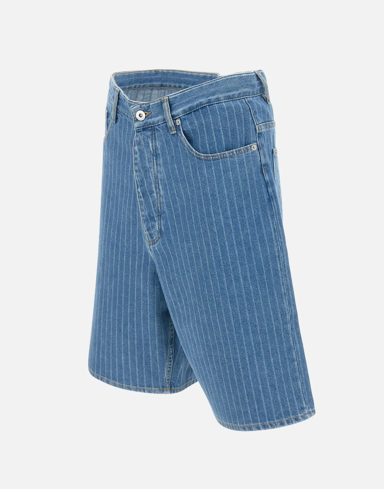 Drole de monsieur ljusblå randig baggy shorts