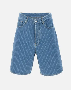 Drole de monsieur ljusblå randig baggy shorts
