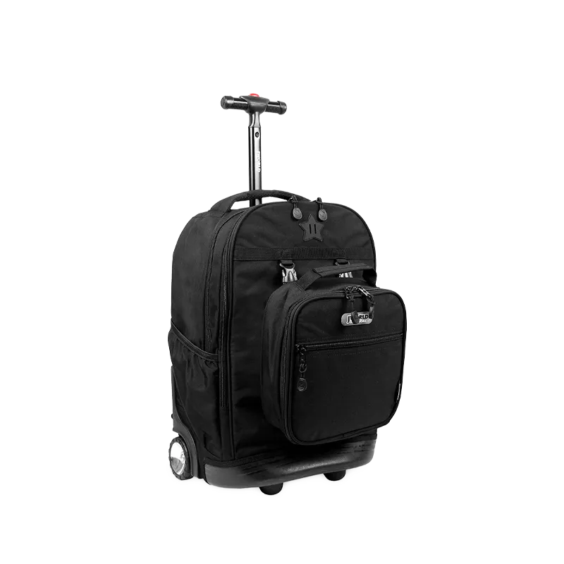 Duo Rolling Backpack With Detachable Lunch Box Set (18 Inch) in Black