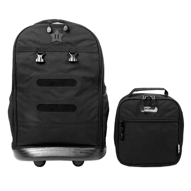 Duo Rolling Backpack With Detachable Lunch Box Set (18 Inch) in Black