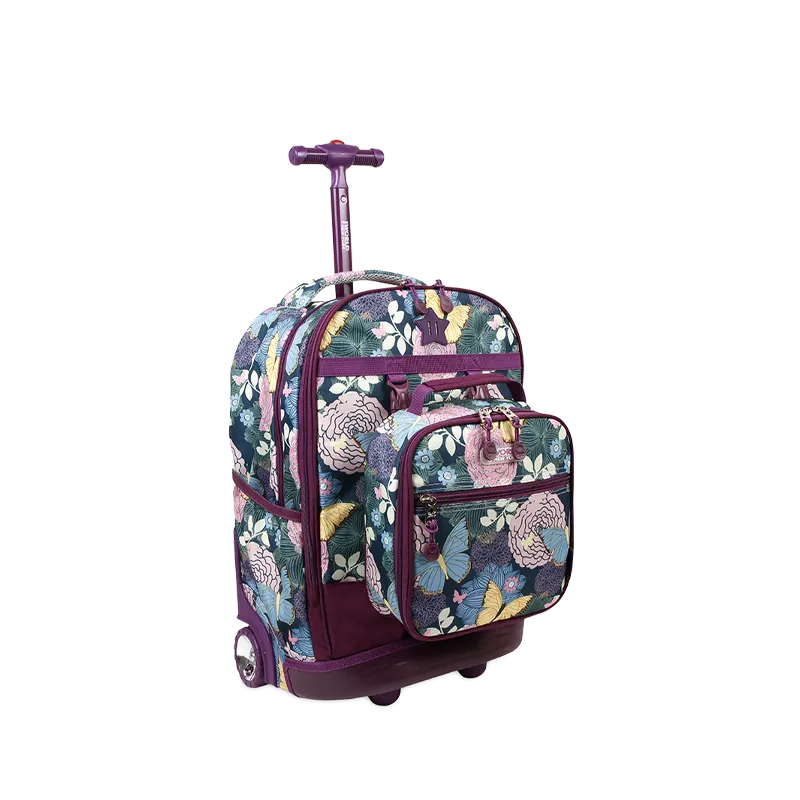 Duo Rolling Backpack With Detachable Lunch Box Set (18 Inch) in Secret Garden