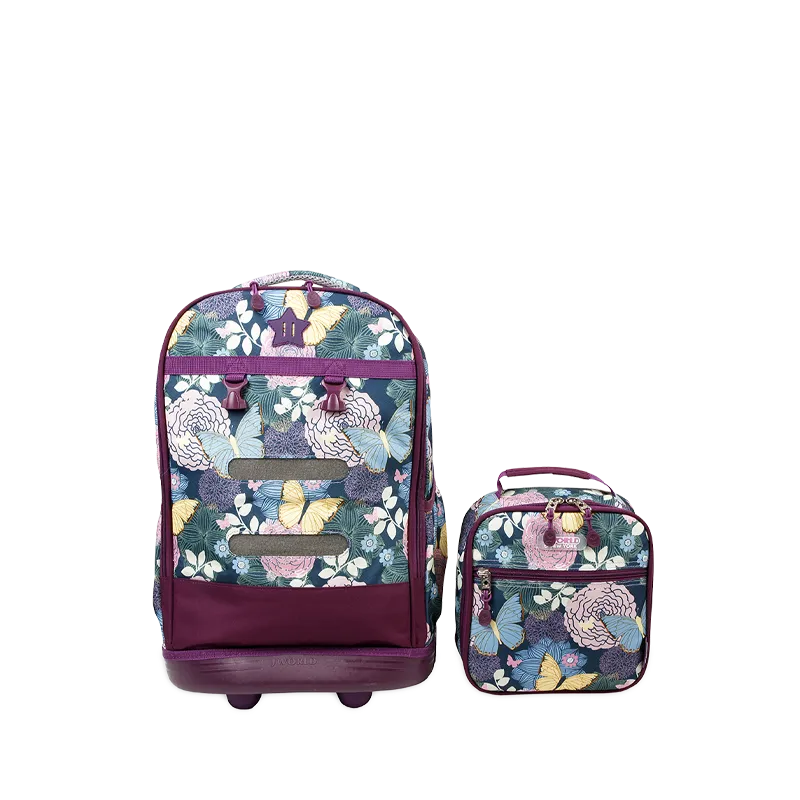 Duo Rolling Backpack With Detachable Lunch Box Set (18 Inch) in Secret Garden