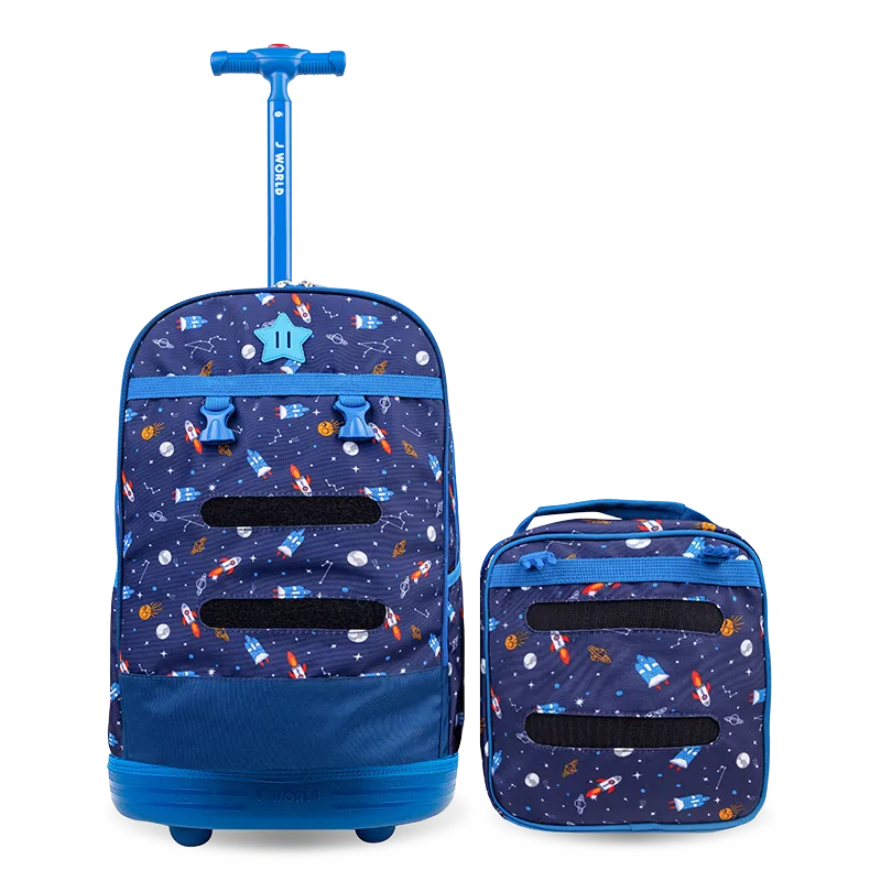 Duo Rolling Backpack With Detachable Lunch Box Set (18 Inch) in Spaceship