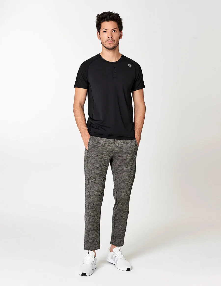 easyoga LA-VEDA Men's Henley Tee - L1 Black