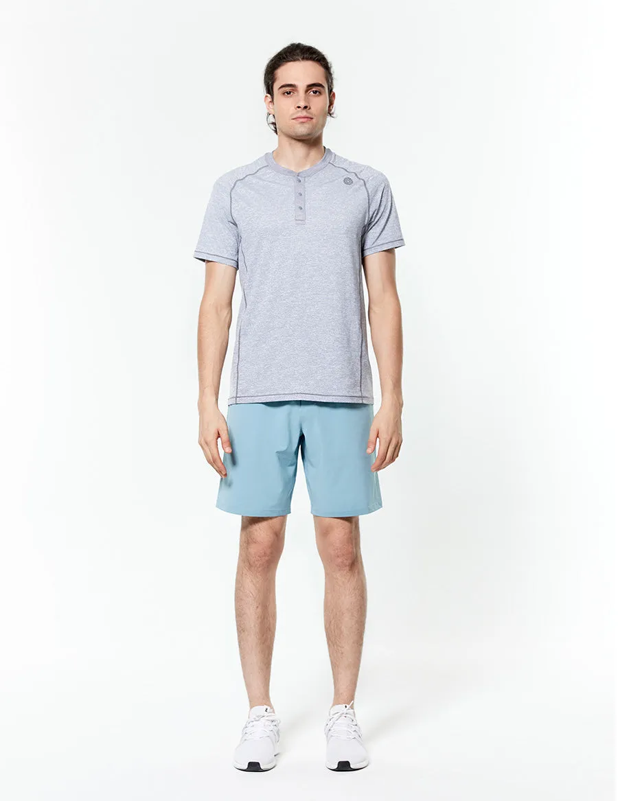 easyoga LA-VEDA Men's Henley Tee1 - M01 M-Black white