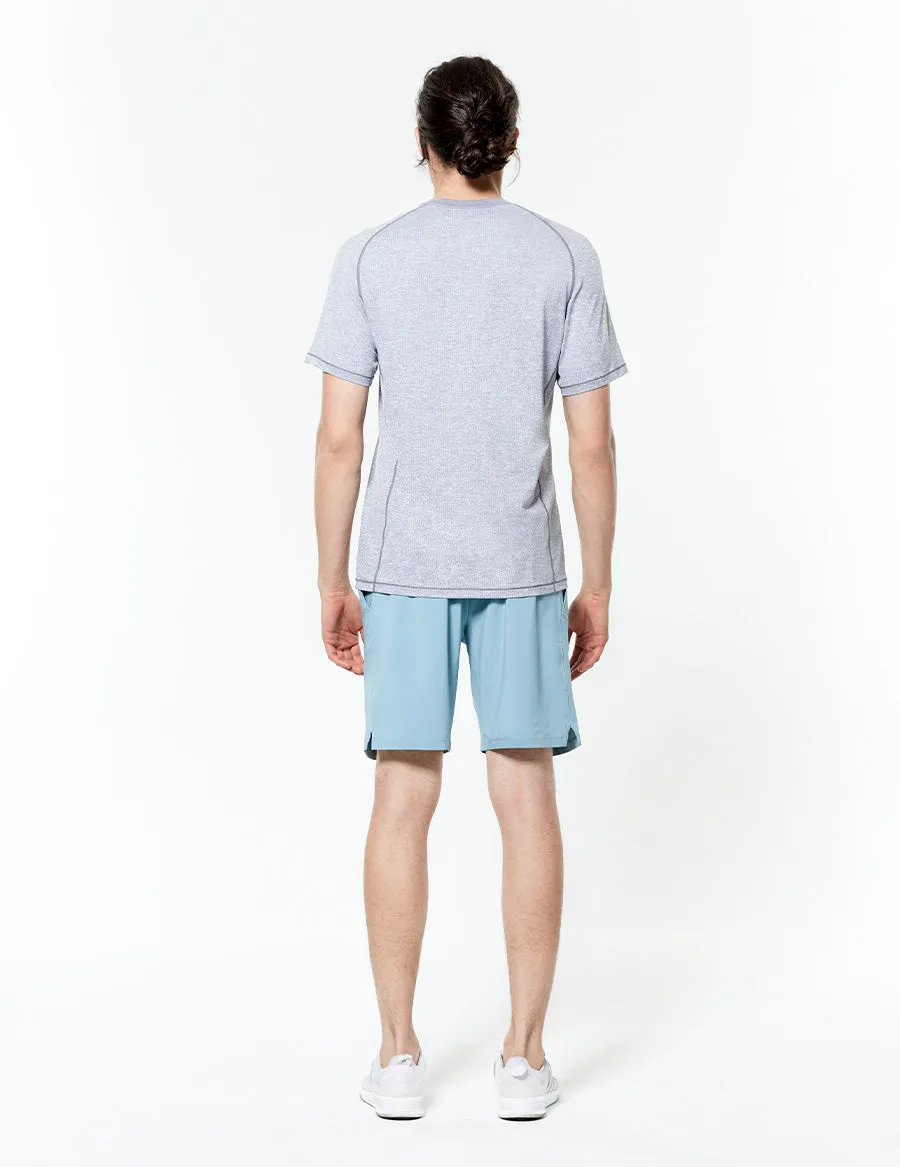 easyoga LA-VEDA Men's Henley Tee1 - M01 M-Black white