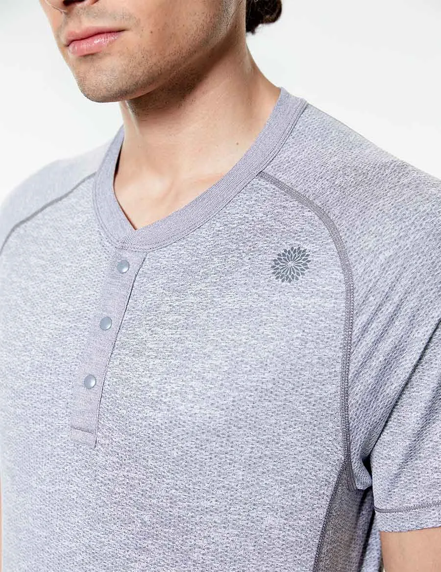 easyoga LA-VEDA Men's Henley Tee1 - M01 M-Black white