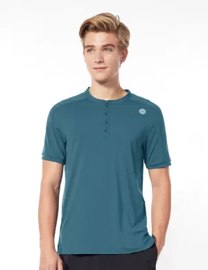 easyoga LESPIRO Men's Henley Tee - B31 Coral Blue
