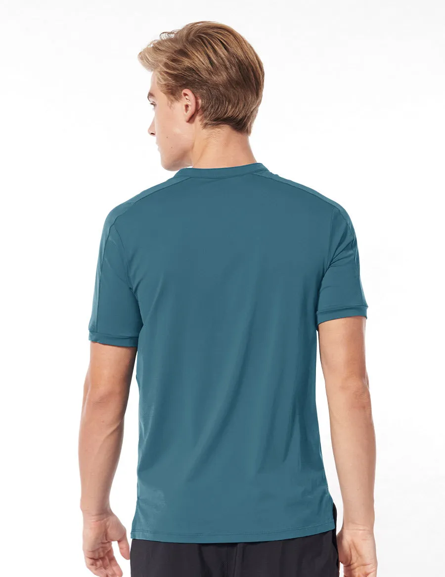 easyoga LESPIRO Men's Henley Tee - B31 Coral Blue