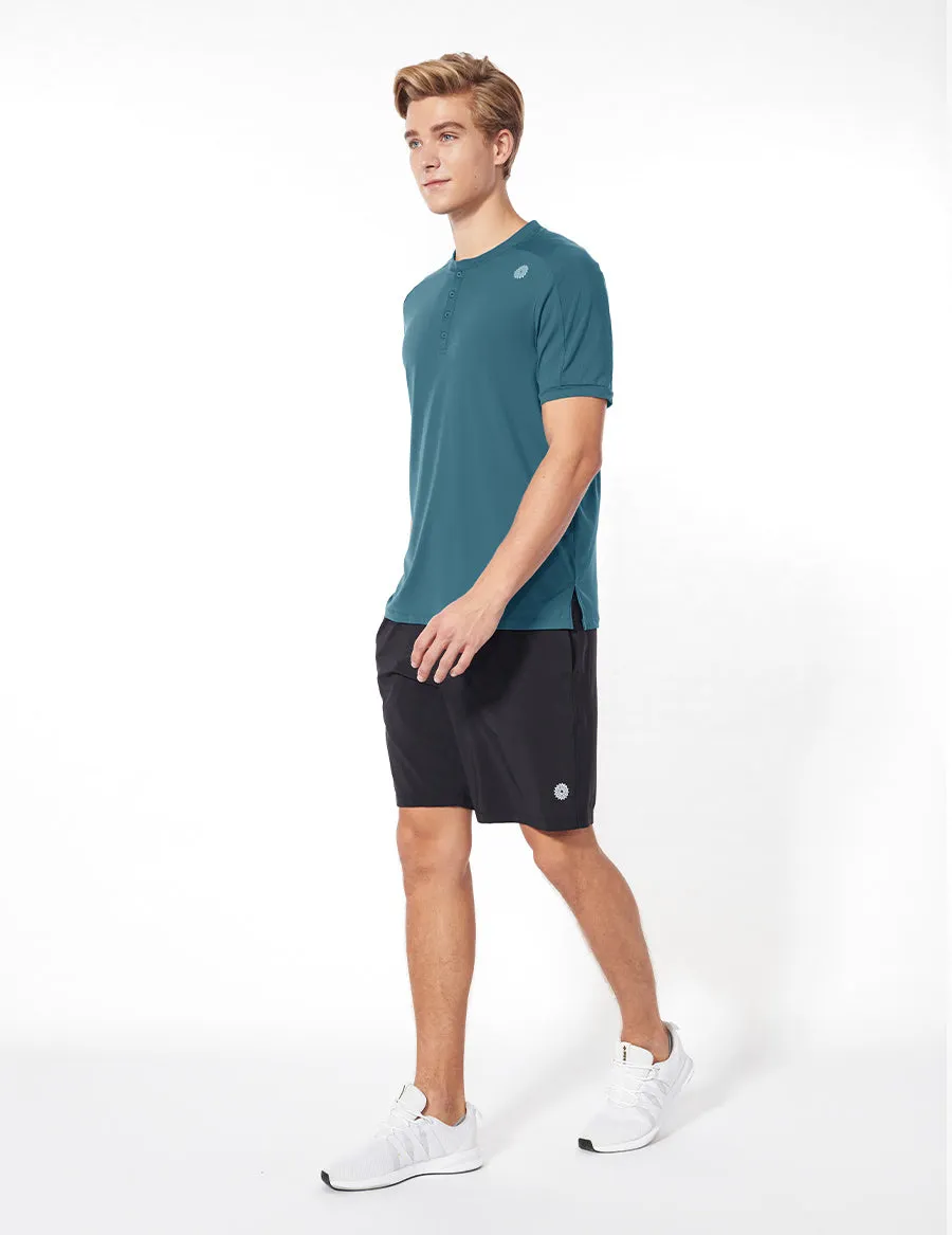 easyoga LESPIRO Men's Henley Tee - B31 Coral Blue