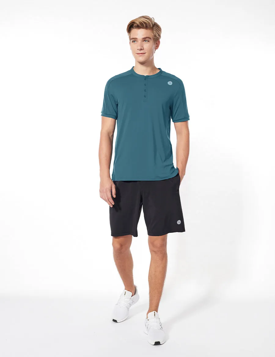 easyoga LESPIRO Men's Henley Tee - B31 Coral Blue