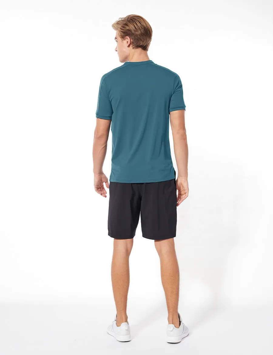 easyoga LESPIRO Men's Henley Tee - B31 Coral Blue