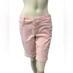 ECRU Designed In New York Bermuda Denim Shorts Women’s 6 Pink Distressed Hem